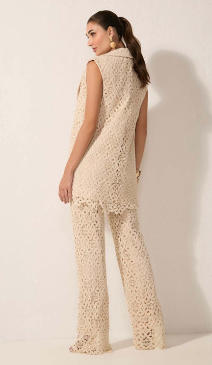 Lore - Lace Crochet Vest and Wide Leg Set