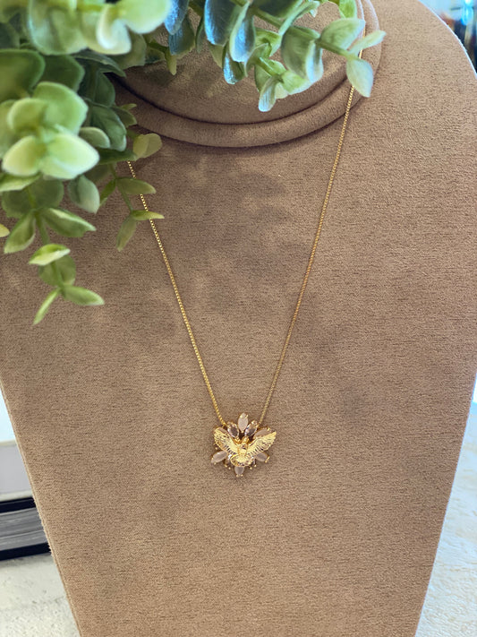 Nuria - Holy Spirit Necklace /Pink Stones