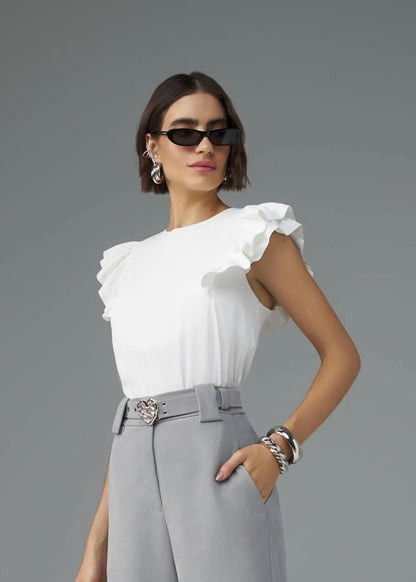 Lore - Double Ruffled Crepe Soft Tank Top