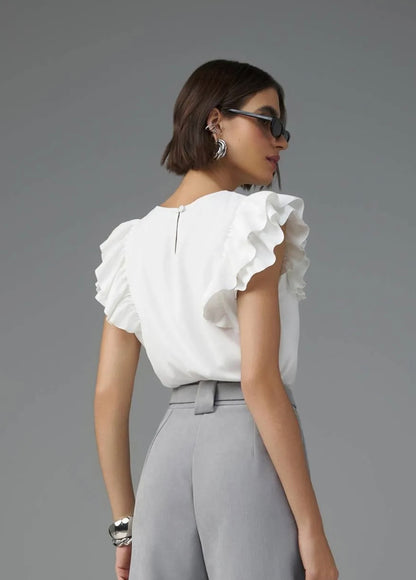 Lore - Double Ruffled Crepe Soft Tank Top