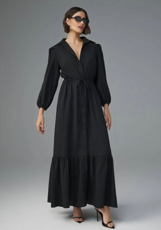 Lore - Crepe Texture Maxi Midi Dress