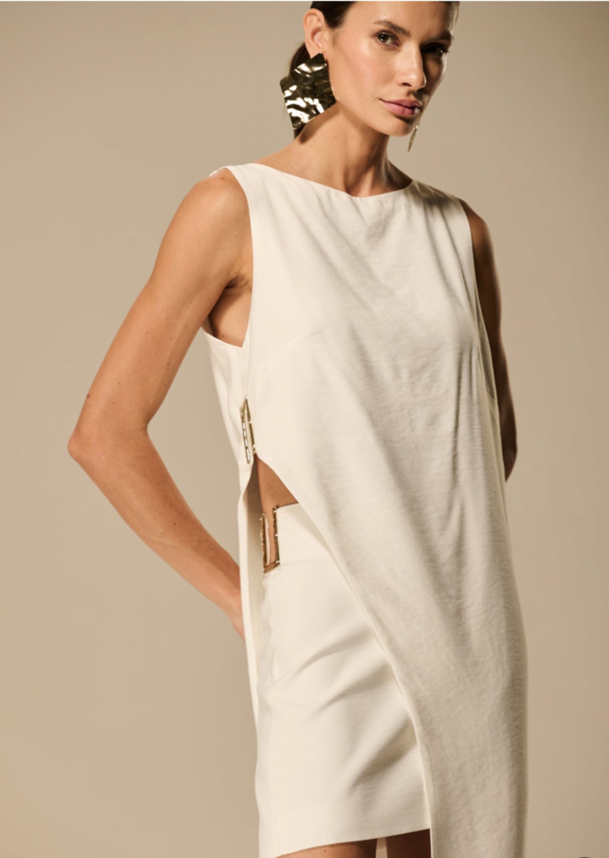 Caos - Long Side Blouse Skirt Set w/ Metal