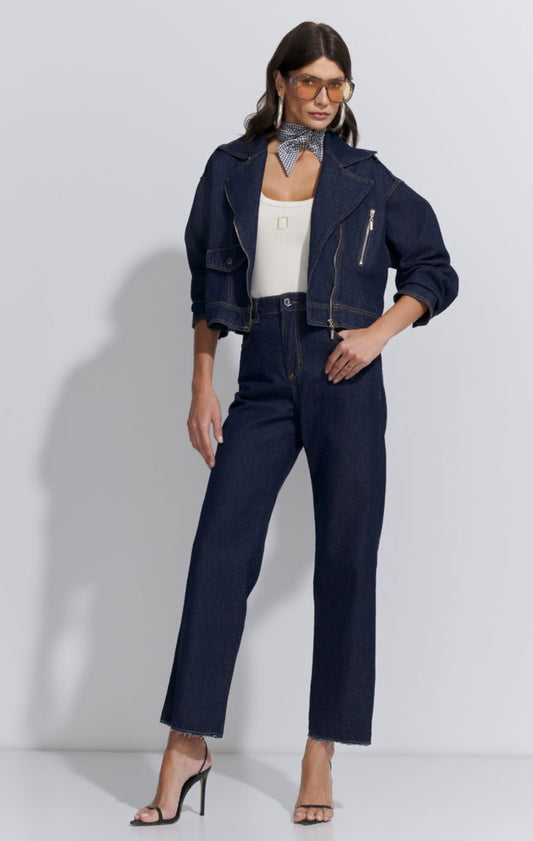 Wide Cropped Dark Denim Jeans