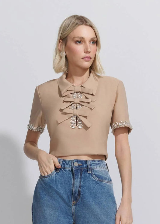 Lore - Crepe Lace Embroidery Blouse