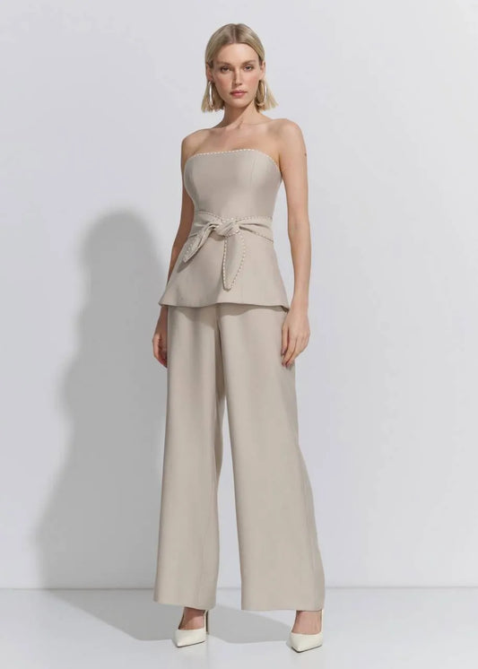 Lore - Strapless blouse/wide leg pants set