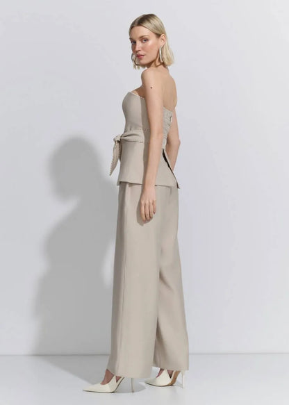 Lore - Strapless blouse/wide leg pants set