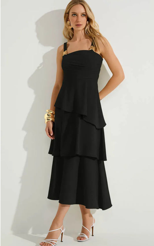Isa Paes - Midi Dress with Ruffled Skirt