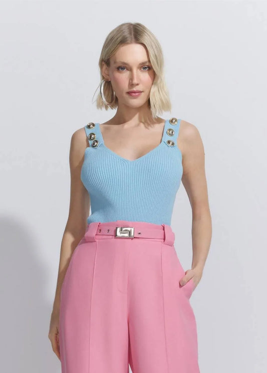 Lore - Knitted Button-On-Strap Blouse