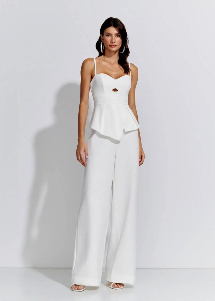 Lore - Conjunto de Blusa Peplum de Crepe com Calça Pantalona