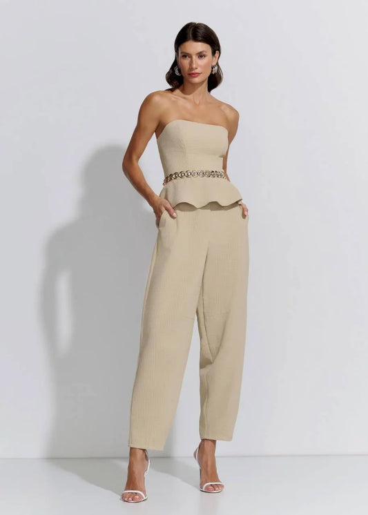 Lore - Barrel Peplum Top and Pants Set