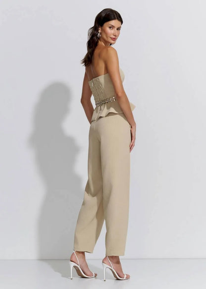 Lore - Barrel Peplum Top and Pants Set
