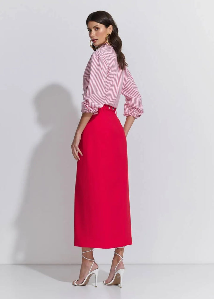 Saia Midi Slit Lore com Cinto Visco Metal