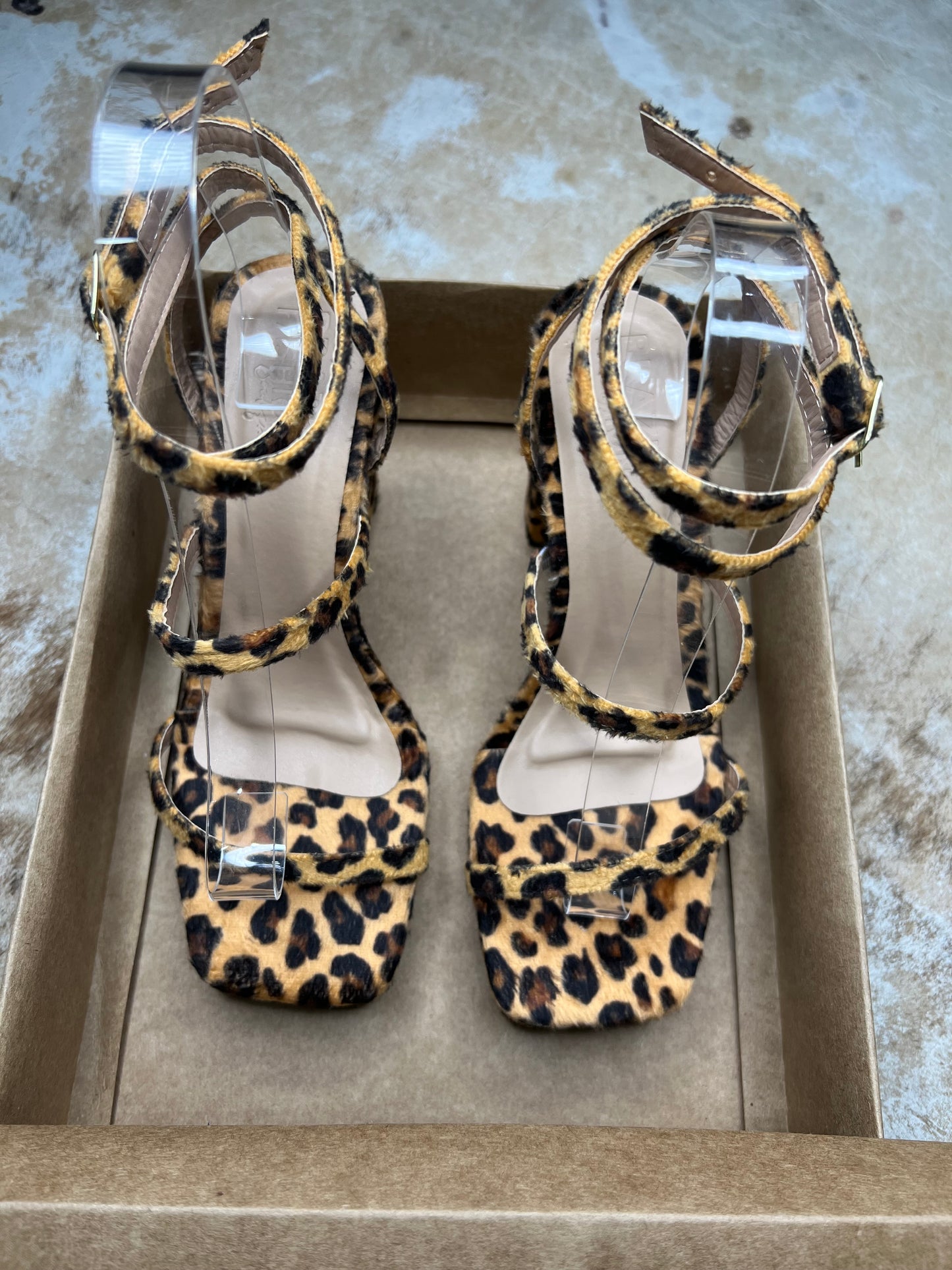 Bfb - Sandals Square Heels Animal Print