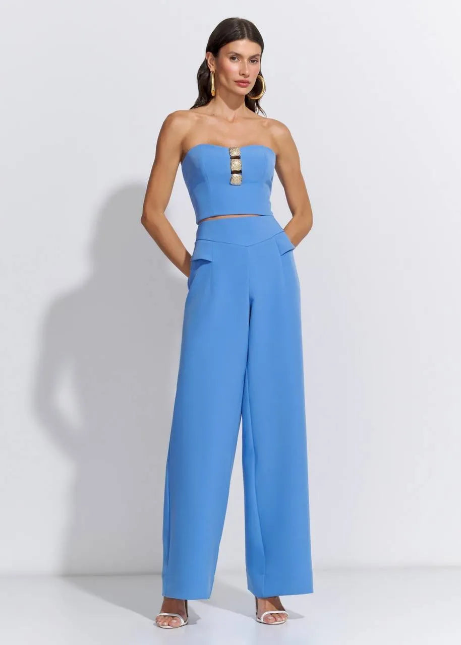 Lore - 3 Button Detail Strapless Top Set