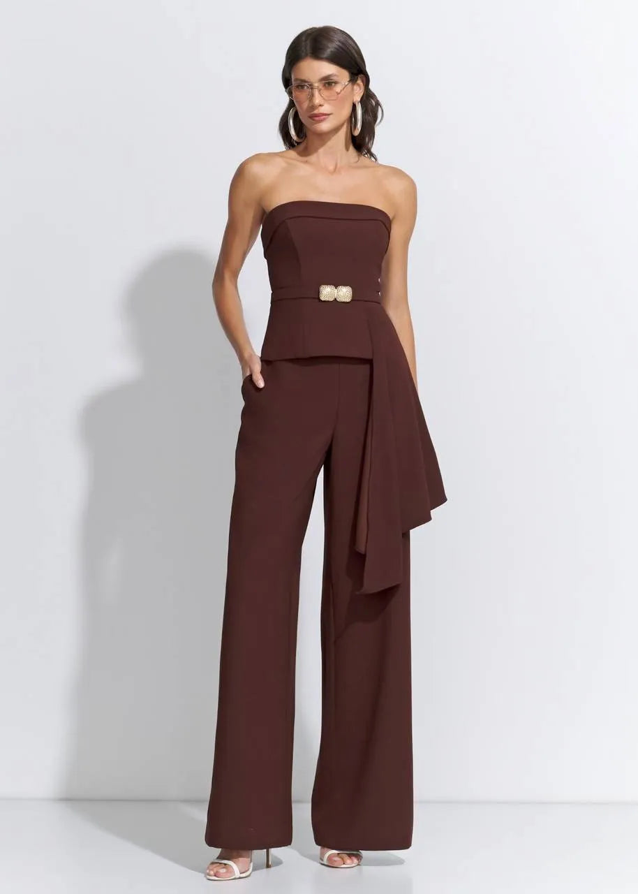 Lore - Strapless Blouse/pants Set