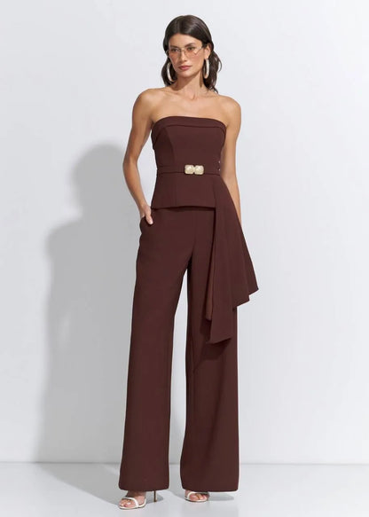 Lore - Strapless Blouse/pants Set
