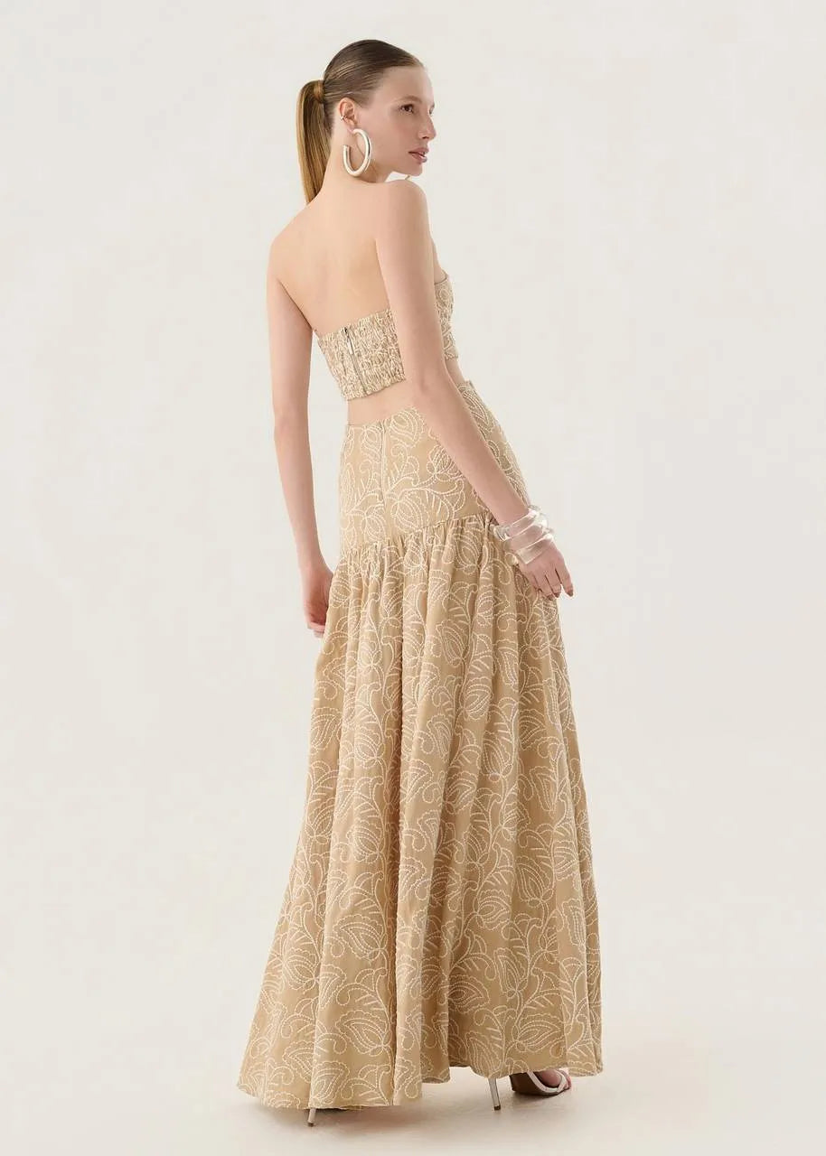Lore -  Embroided Long dress w/ cutouts