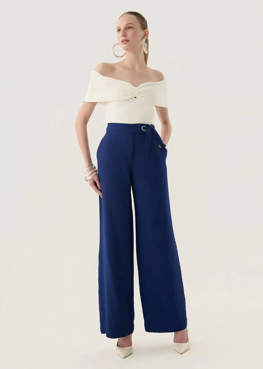 Lore - Wide Leg Pants with Eyelet Detail