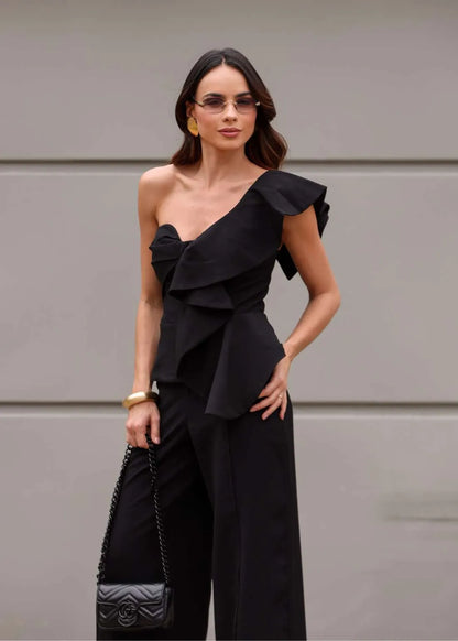 Lore - One Shoulder Blouse w/ Ruffles