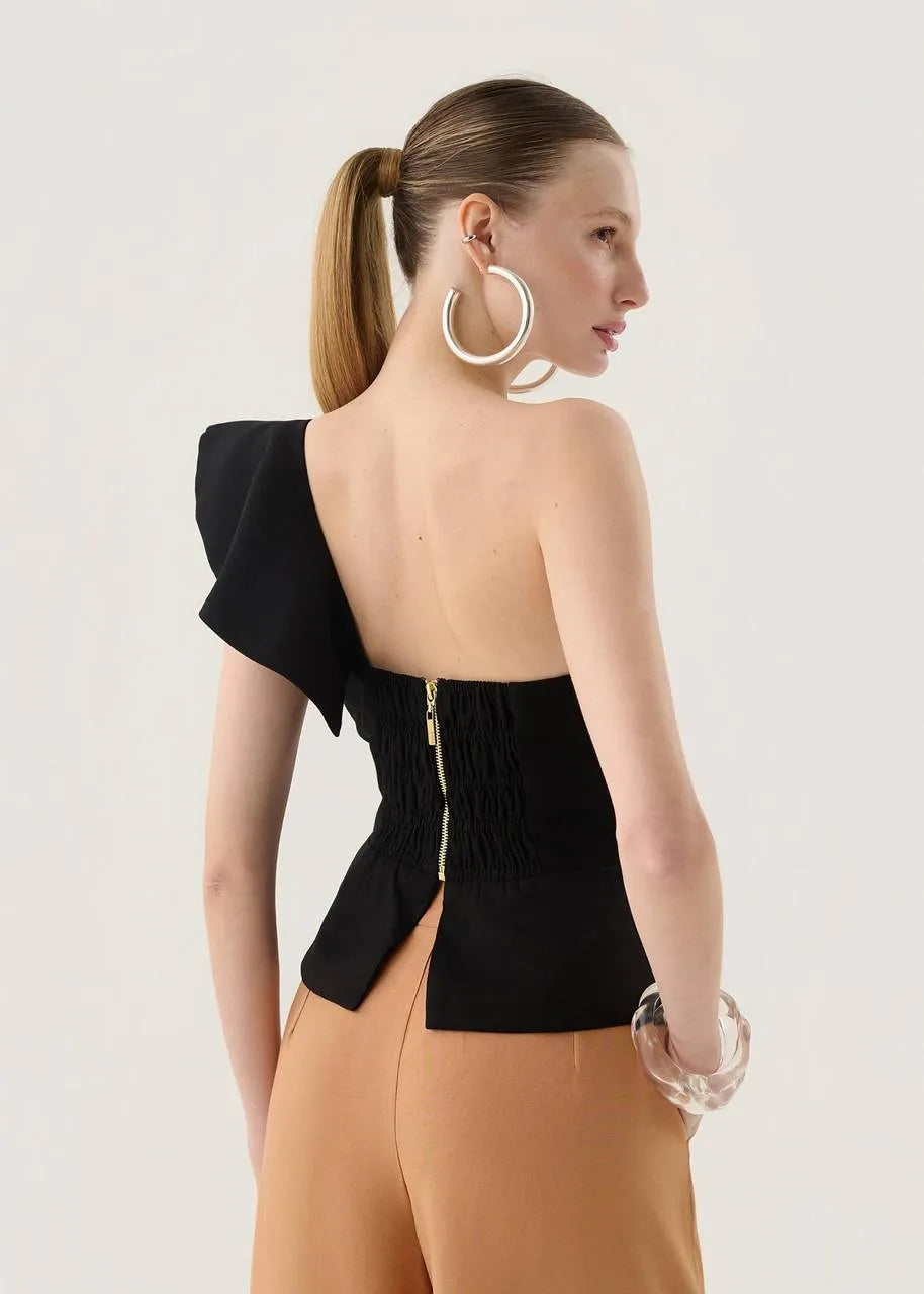 Lore - One Shoulder Blouse w/ Ruffles
