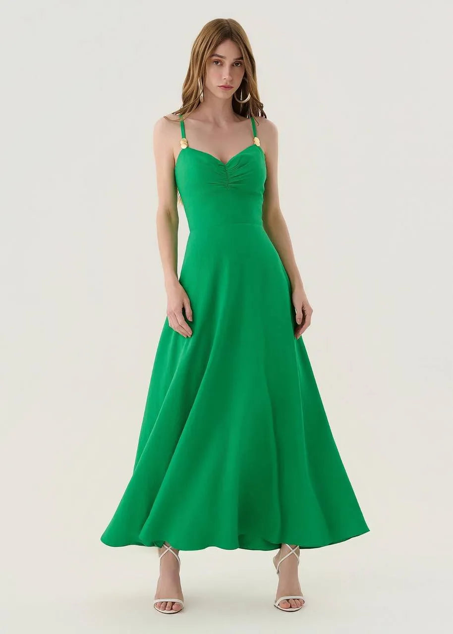 Lore - Vestido Midi de Alças de Metal
