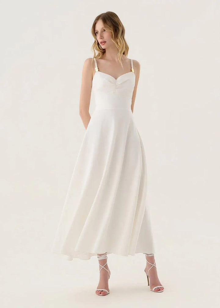 Lore - Vestido Midi de Alças de Metal