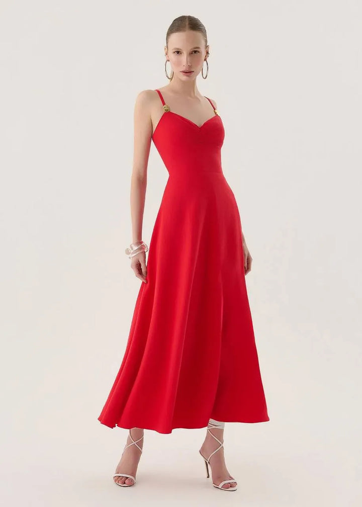 Lore - Vestido Midi de Alças de Metal