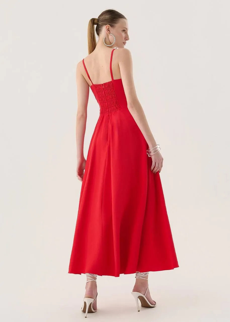 Lore - Vestido Midi de Alças de Metal