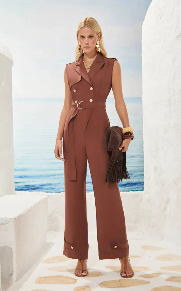 Isa Paes - Tailored Detailed Jumpsuit w/Belt