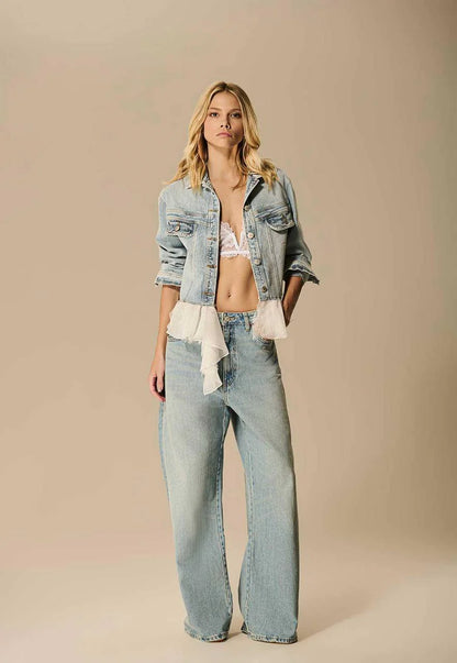 Caos - Denim Jacket with Hem Detail