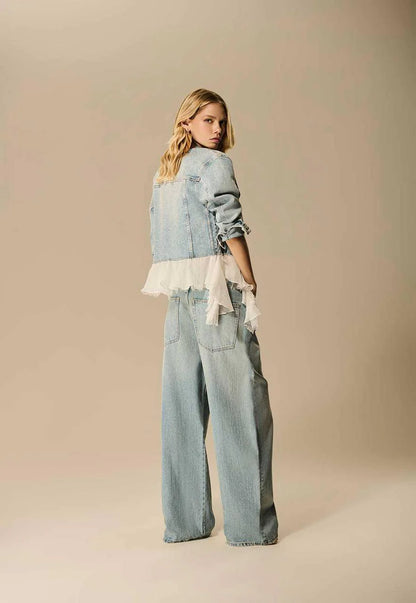 Caos - Denim Jacket with Hem Detail