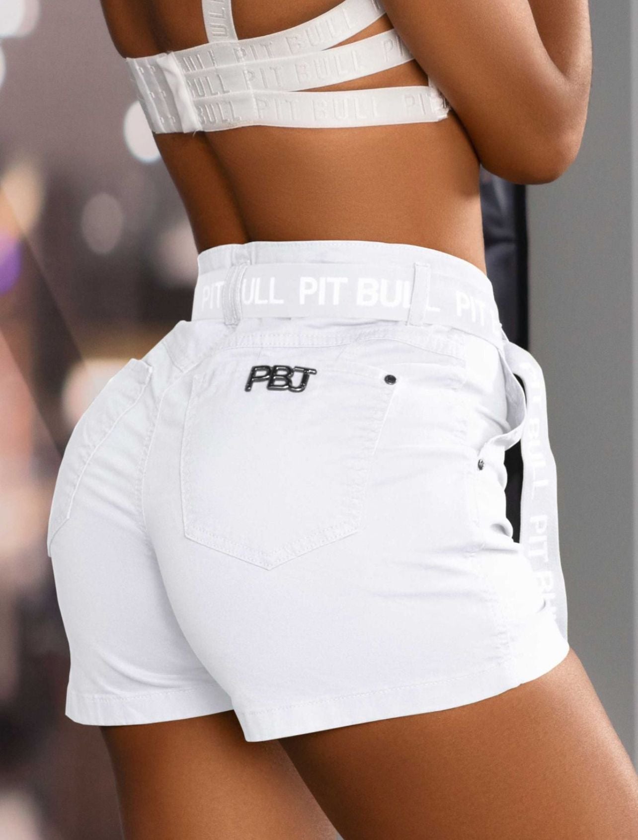 Shorts Pitbull Loosefit White with Strap