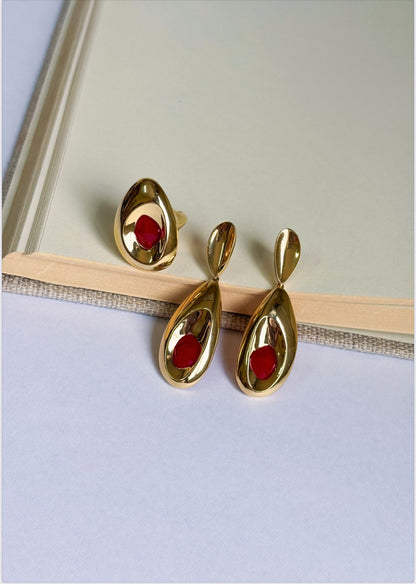 Nuria - Earring and Ring Set Detail Stones Color