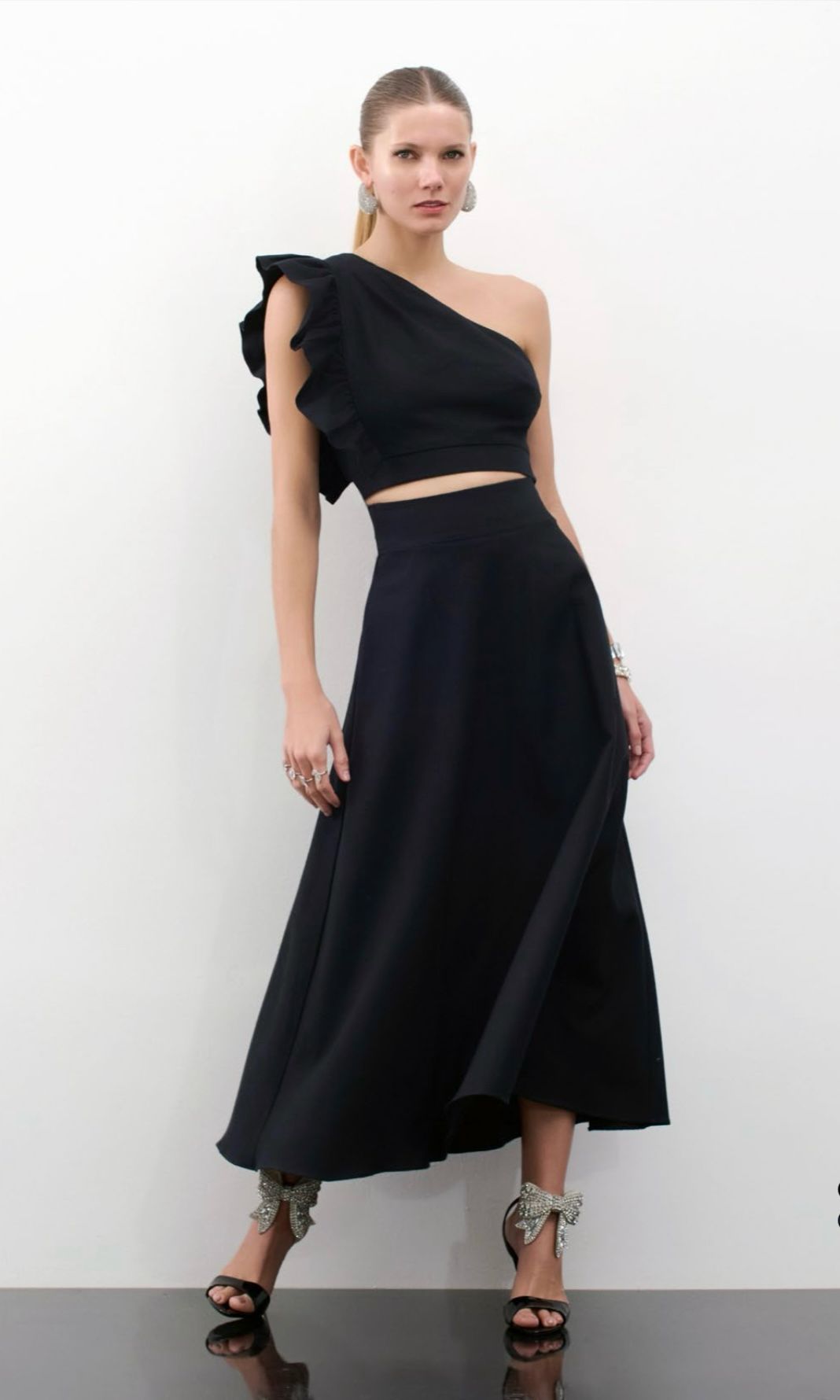 Lore - Cropped Ruffle Midi Skirt Set