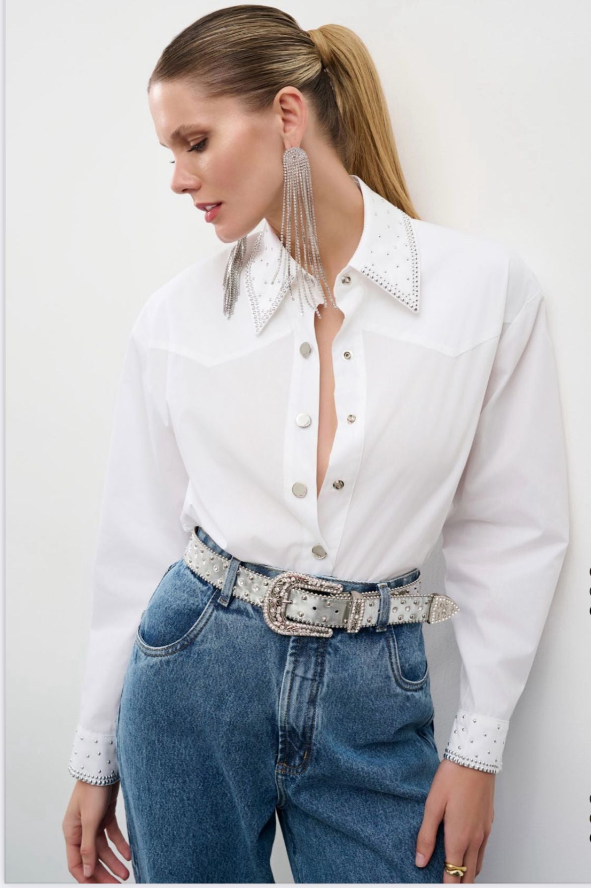 Lore - Western Rhinestone Leather Belt