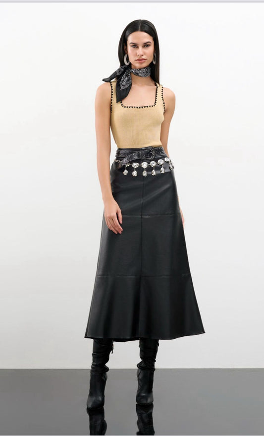 Lore - Leather Midi Skirt