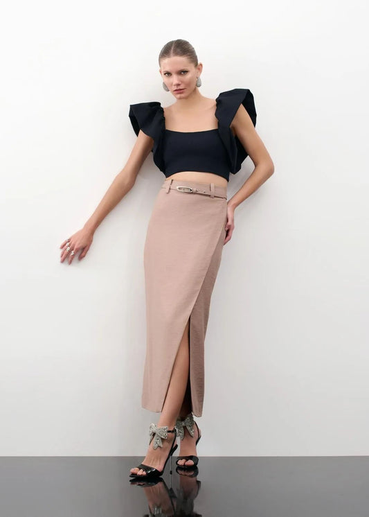 Lore - Midi Skirt with Slit Belt