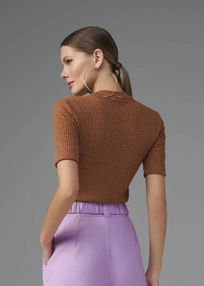 Lore - Metallic Ribbed Blouse