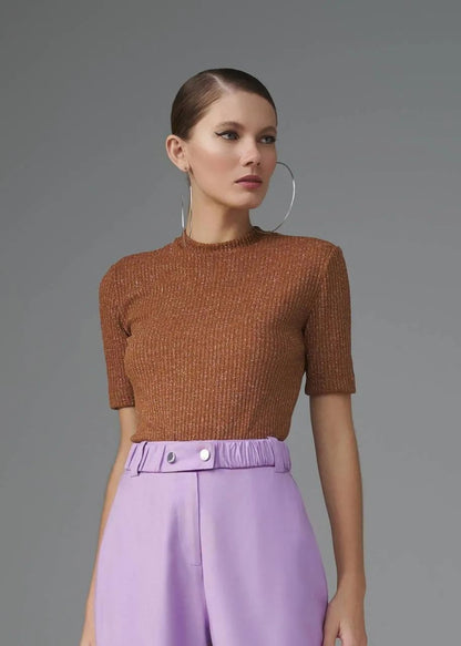 Lore - Metallic Ribbed Blouse