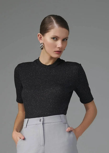 Lore - Metallic Ribbed Blouse