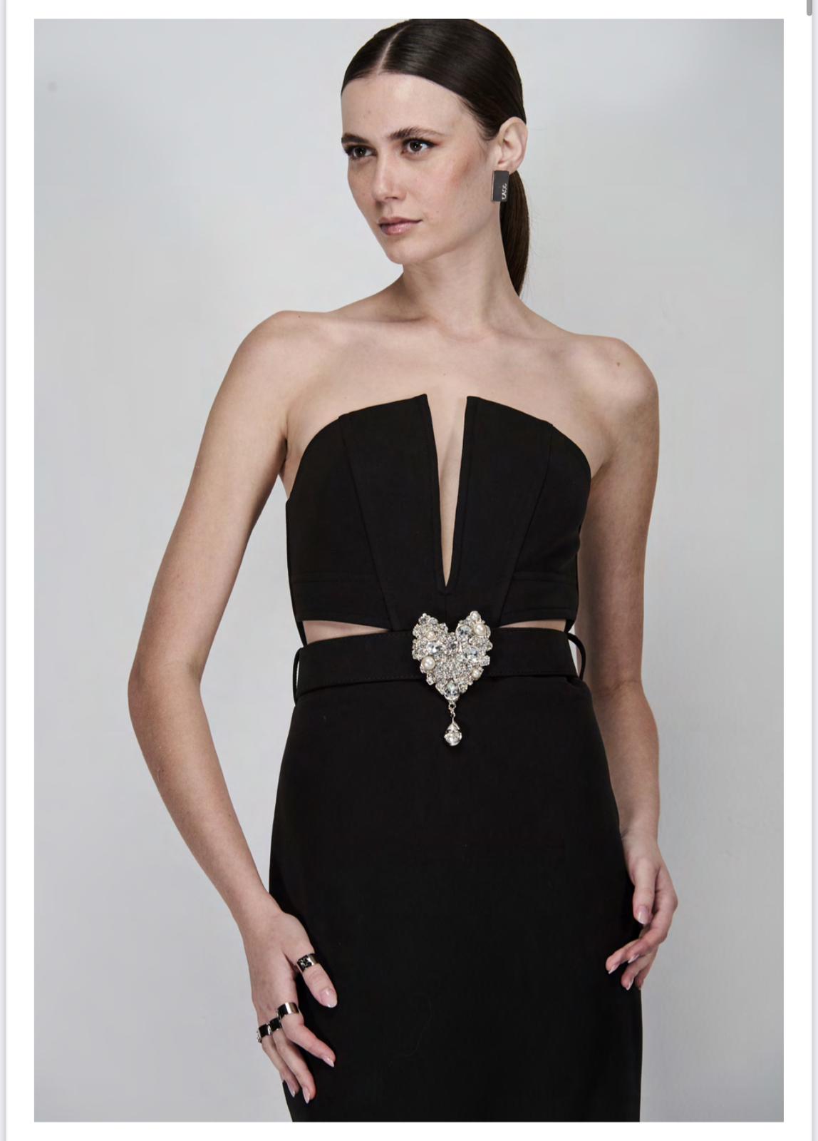 Caos - Strapless Blouse with Bright Heart Belt