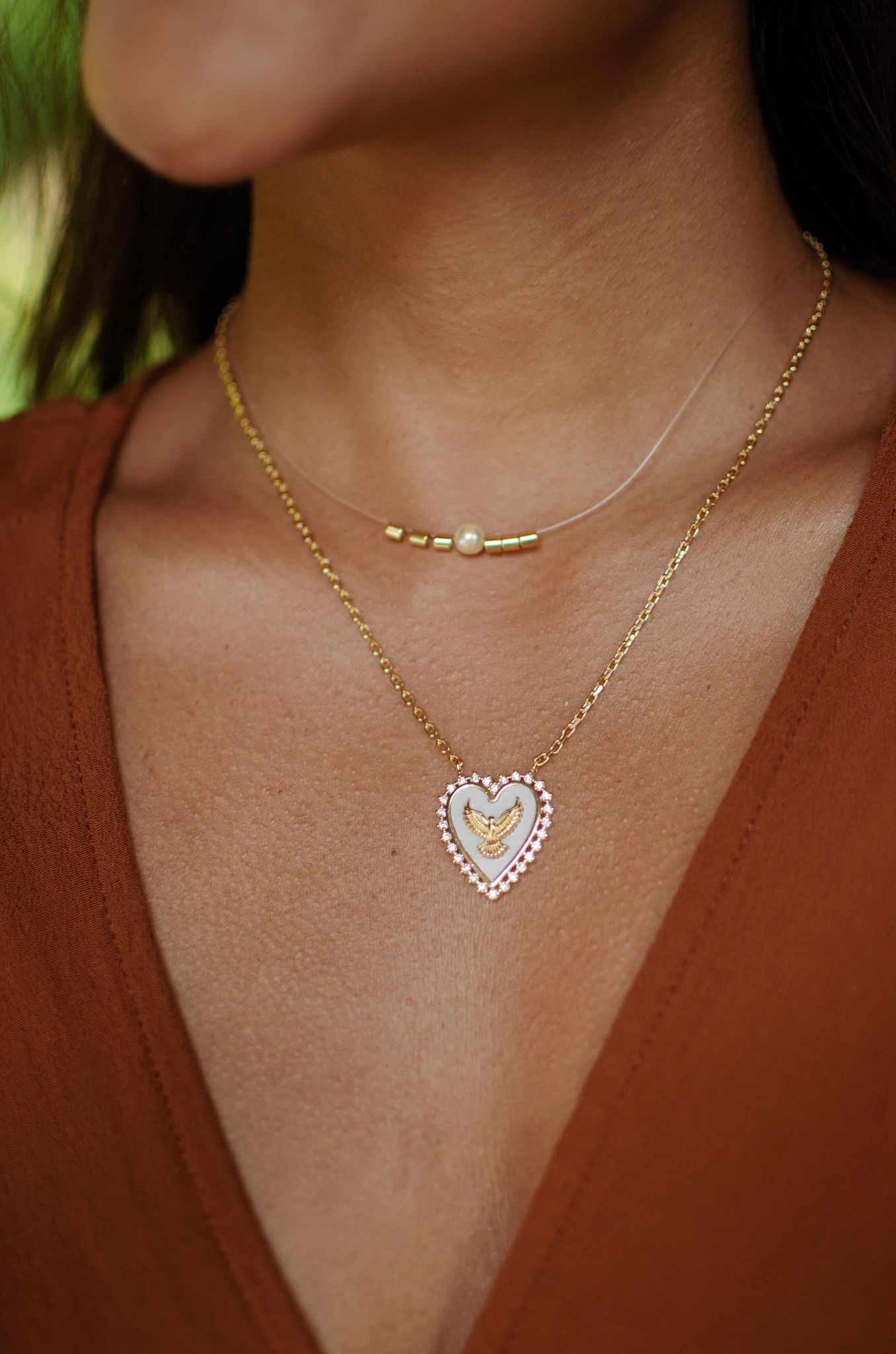 Nuria- Heart and Holy Spirit Necklace