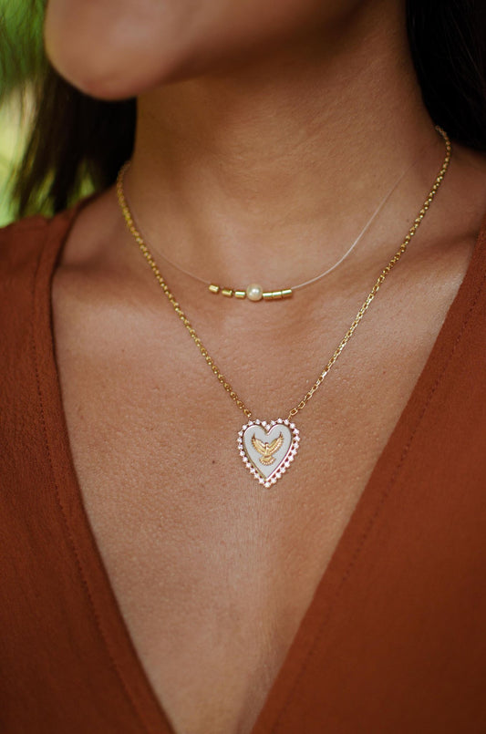 Nuria- Heart and Holy Spirit Necklace