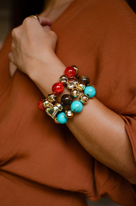 Nuria - Gold and Marble Bracelet/Heart Detail