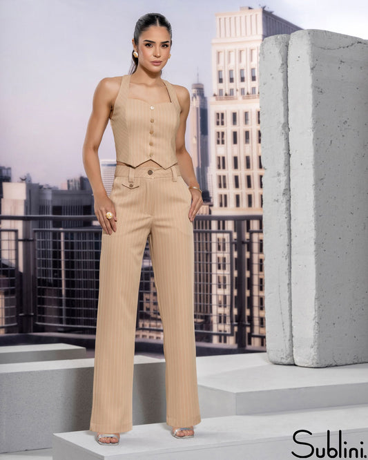 Sublini - Sublini - Chalk Stripe Top/Pants Set