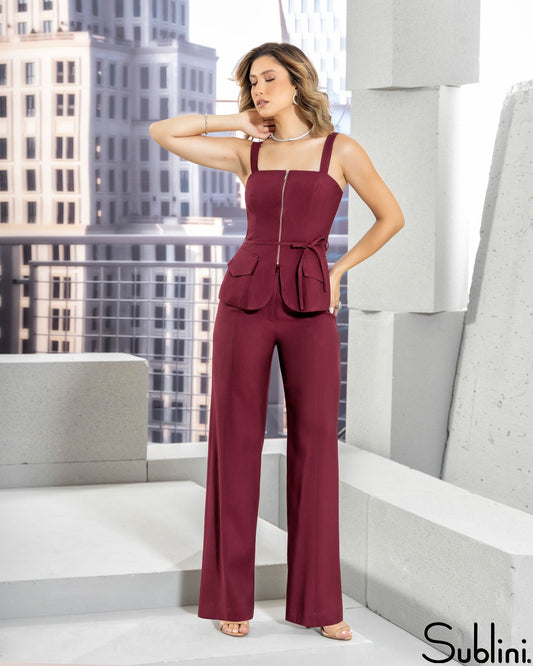 Sublini - Pants/Blouse/Zipper/Pocket Set
