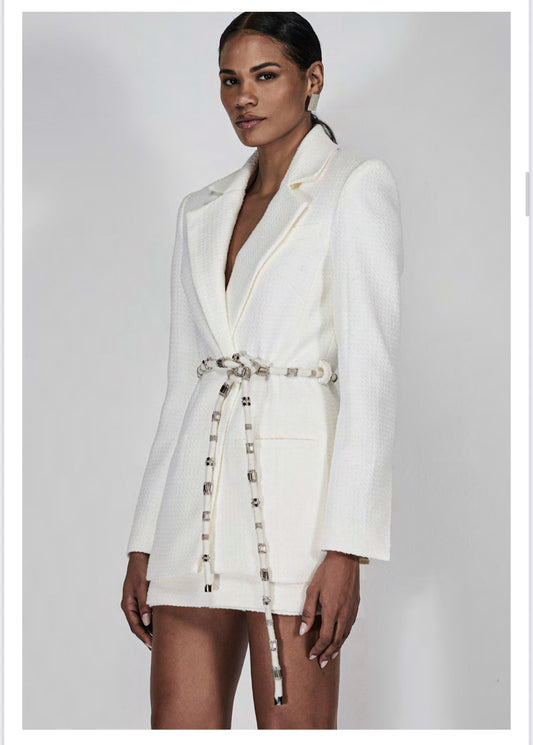 Caos - Tweed Blazer Set with  Embroidered Cord