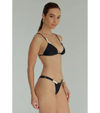 Doux - Black Bikini with Off White Bow