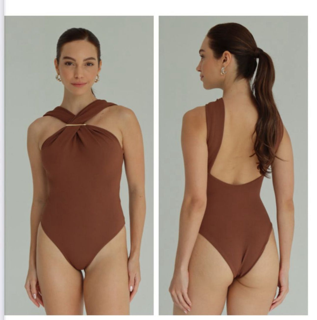 Doux - Cocoa Cross Strap Swimsuit