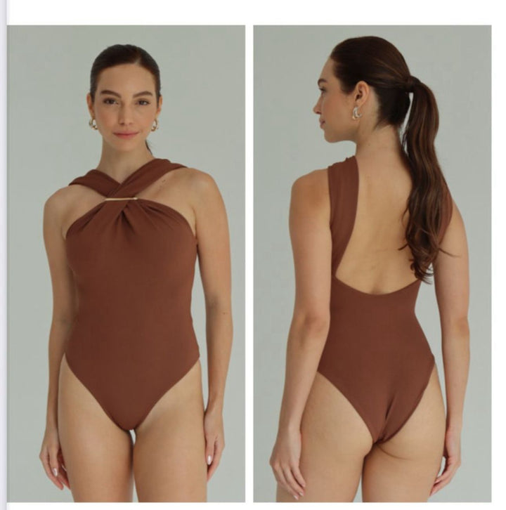 Doux - Cocoa Cross Strap Swimsuit